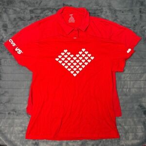 CVS Polo and T-Shirt Bundle Women XL Red Heart Graphic Work Uniform Set